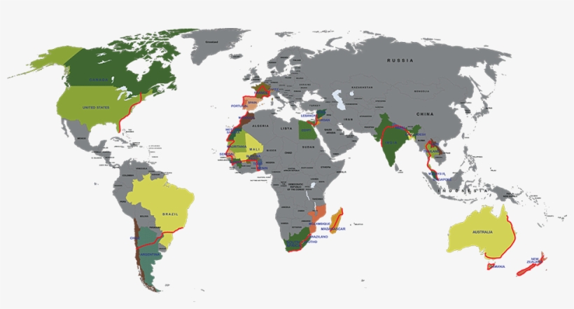 Map Of The World For Kids - New Zealand To Canada, transparent png #9118060