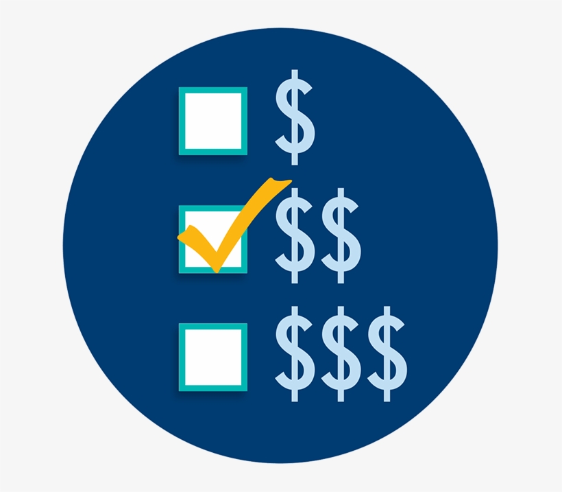 Dollar Signs Signifying Expense Level With A Check - Emblem, transparent png #9119570