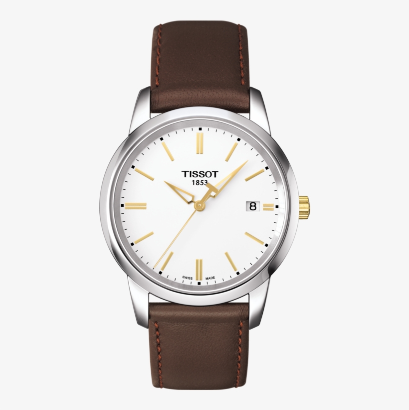 White Dial Watch With Stainless Steel Case And Brown - Tissot Watches Classic Dream, transparent png #9121056