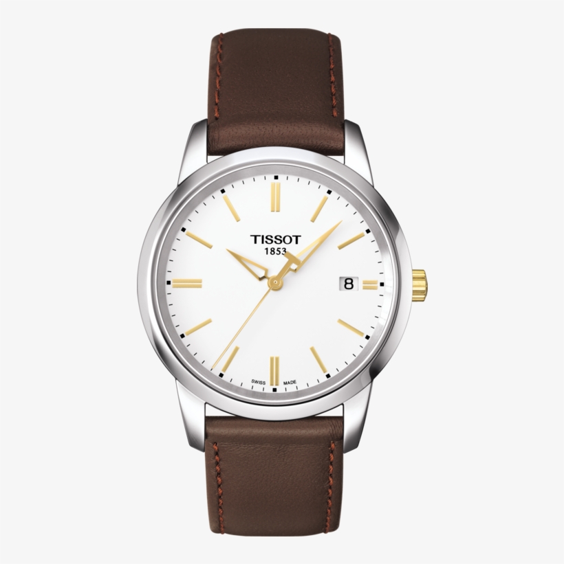 White Dial Watch With Stainless Steel Case And Brown - Tissot Watches Classic Dream, transparent png #9121056