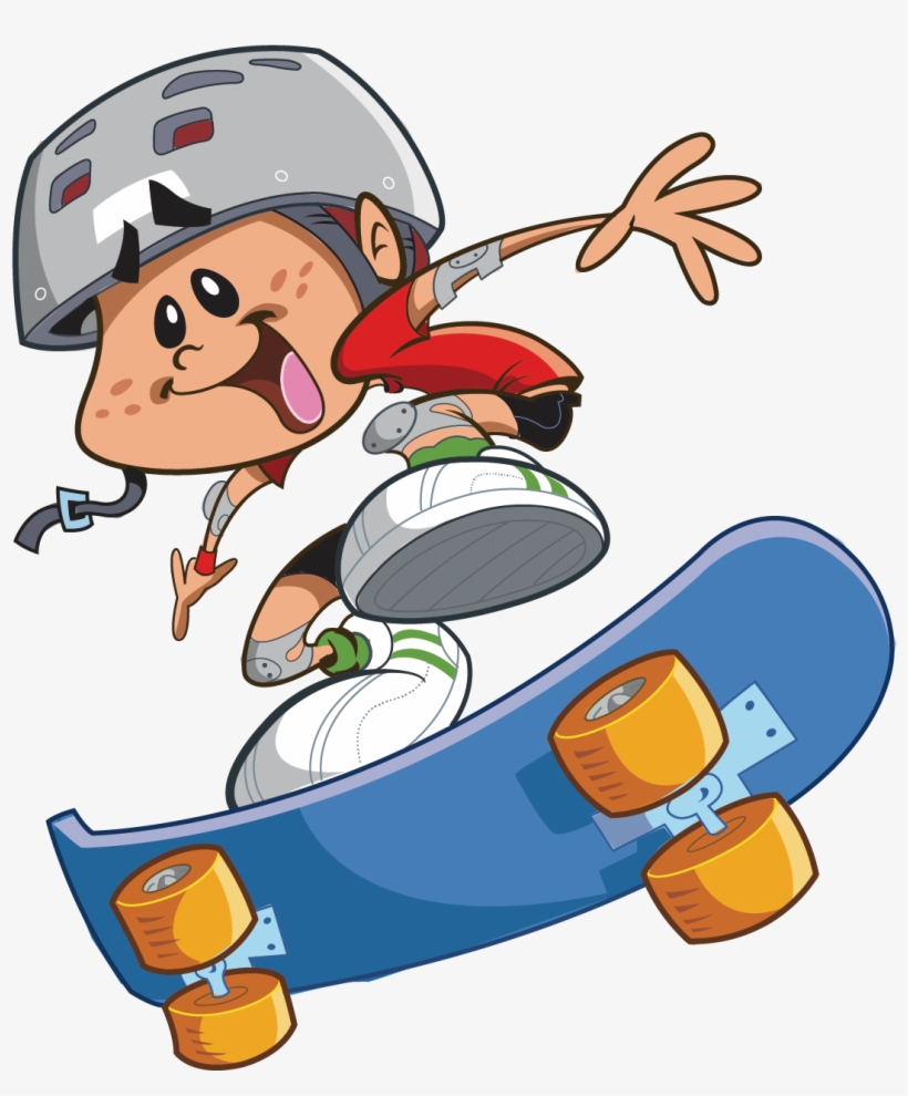 Cartoon Clip Art Skateboard Boy Transprent - Cartoon On Skateboard - Free  Transparent PNG Download - PNGkey, image size:820x990