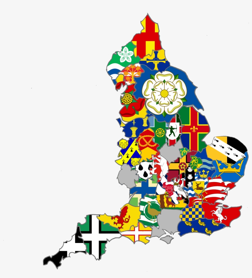England Flag Map - England Counties Flag Map, transparent png #9125407