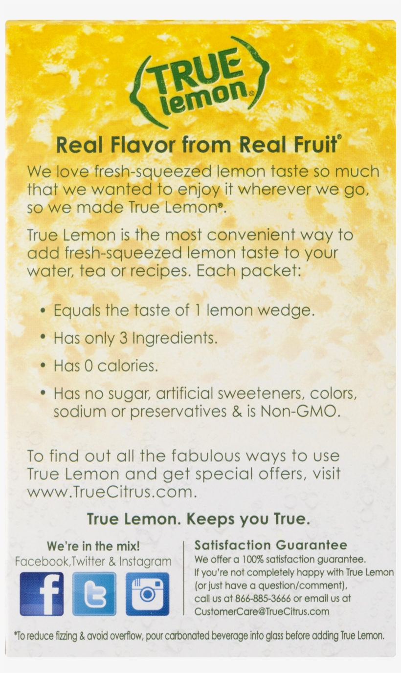 True Lemon Drink Mix, Lemonade, 32 Packets, 1 Box - Poster, transparent png #9125979