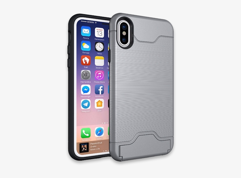 724-anti Shock Texture Card Slot Case For Iphone - Iphone X, transparent png #9126680