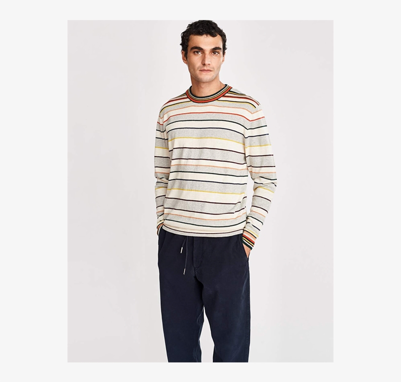 Bellerose Giline Stripe Wool Mix Sweater Jumper - Man, transparent png #9127264