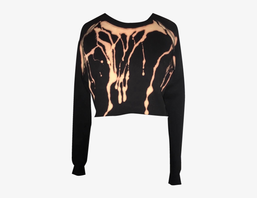 Pretty Disturbia Cropped Black Grunge Drips Jumper - Cardigan, transparent png #9127339