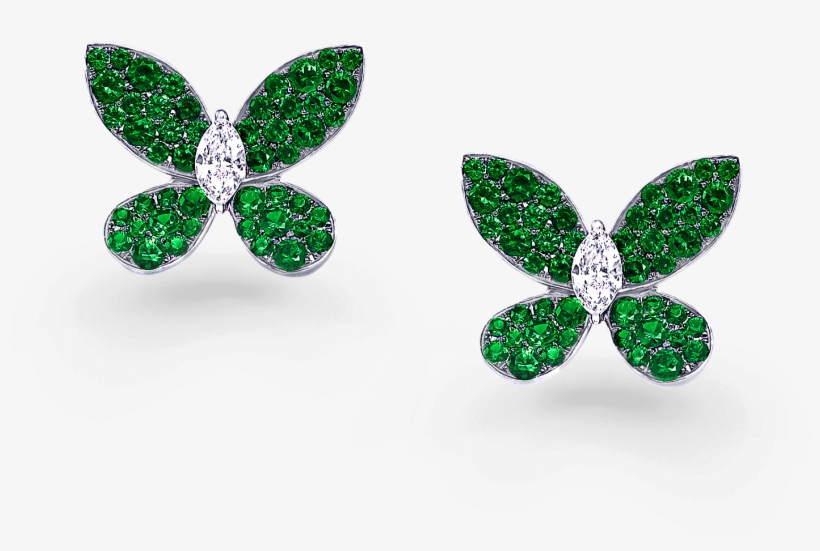 A Pair Of Graff Pavé Butterfly Earrings Pave Set With - Body Jewelry, transparent png #9129527