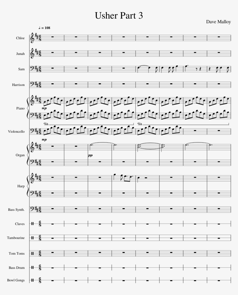 Usher Part 3 Sheet Music For Piano, Oboe, English Horn, - Document, transparent png #9129617