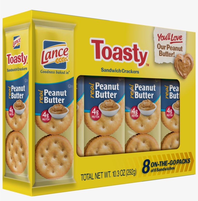 Lance Toasty Peanut Butter Sandwich Crackers, - Lance Cream Cheese And Chive, transparent png #9130000