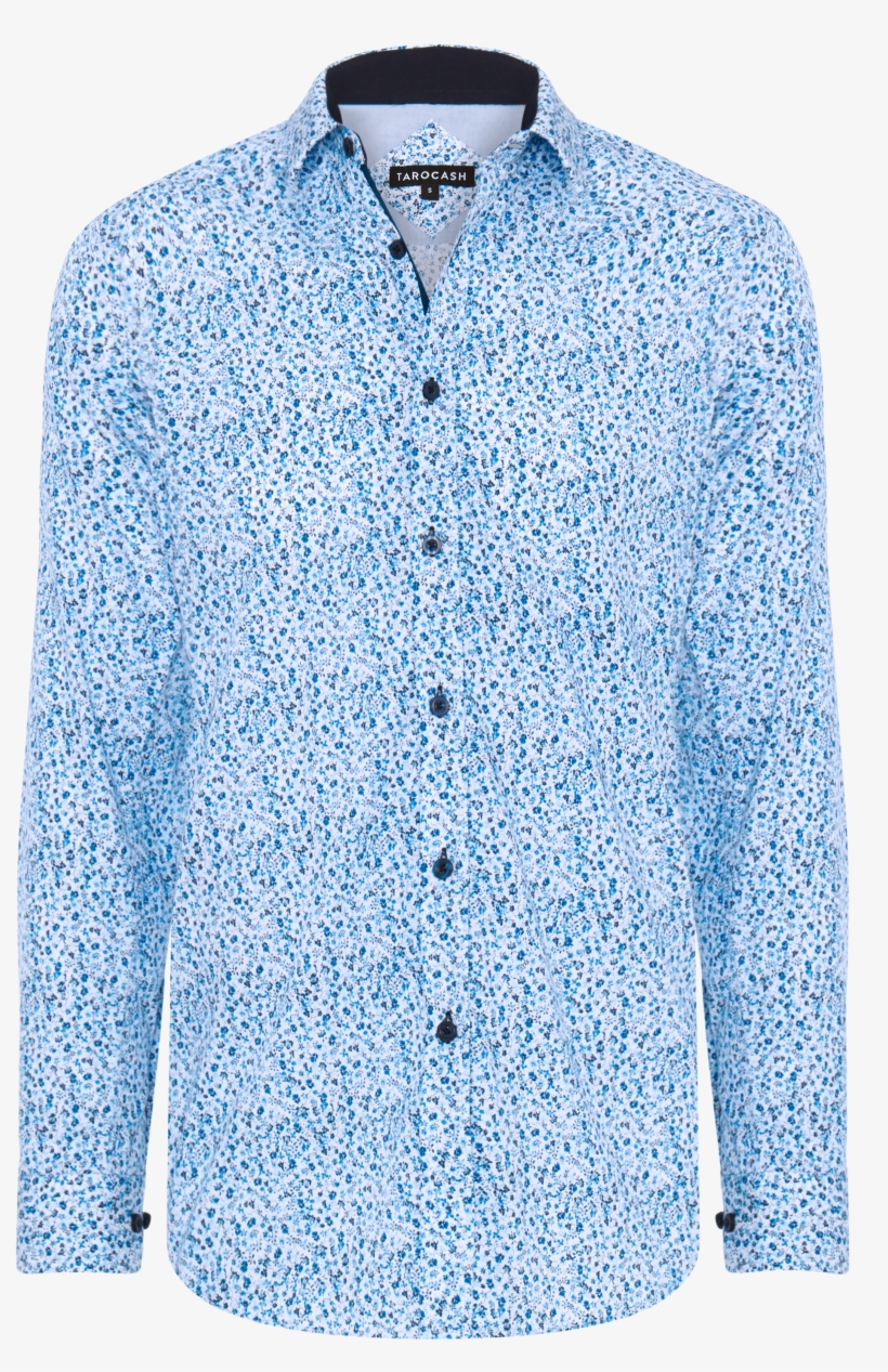 Blue Merrick Floral Print Shirt - Long-sleeved T-shirt, transparent png #9130228