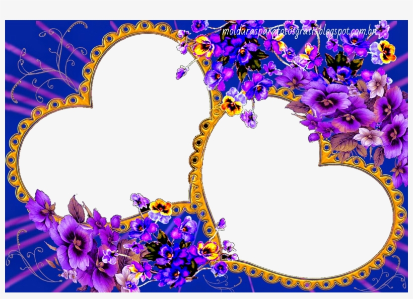 Moldura Para 2 Fotos Flores - Flower Love Photo Frame, transparent png #9132250