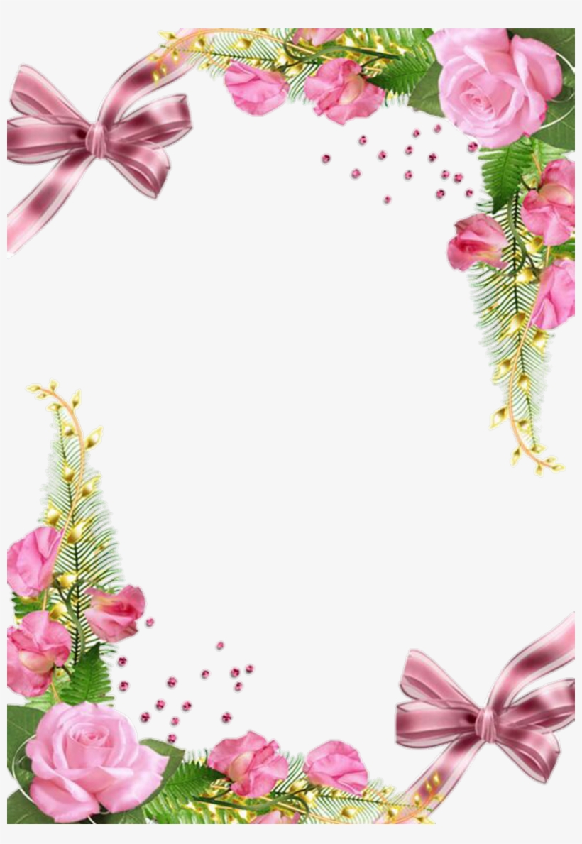 #moldura #flores #flowers #quadro @lucianoballack - Pink Roses Frame Png, transparent png #9132408