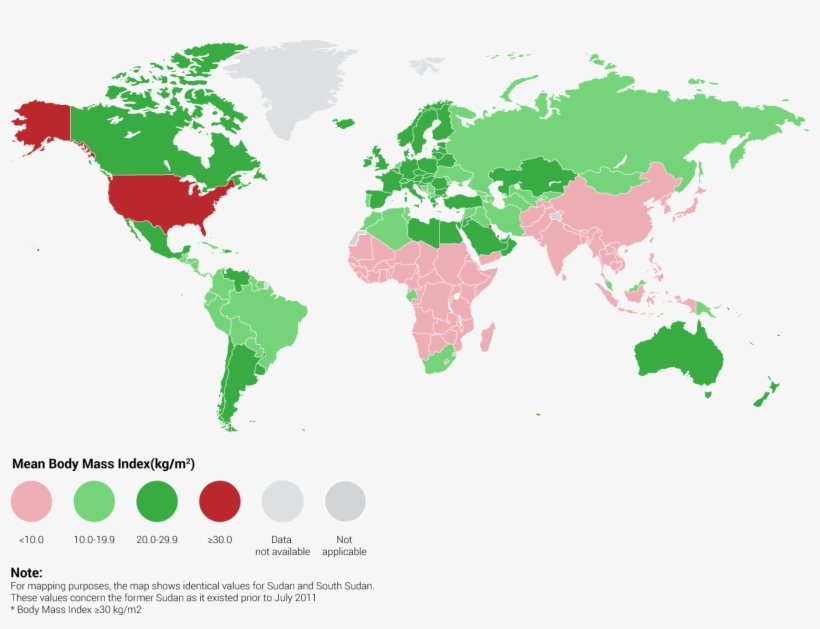 Future Estimates Of Obesity - World Map Outline Colored, transparent png #9132468