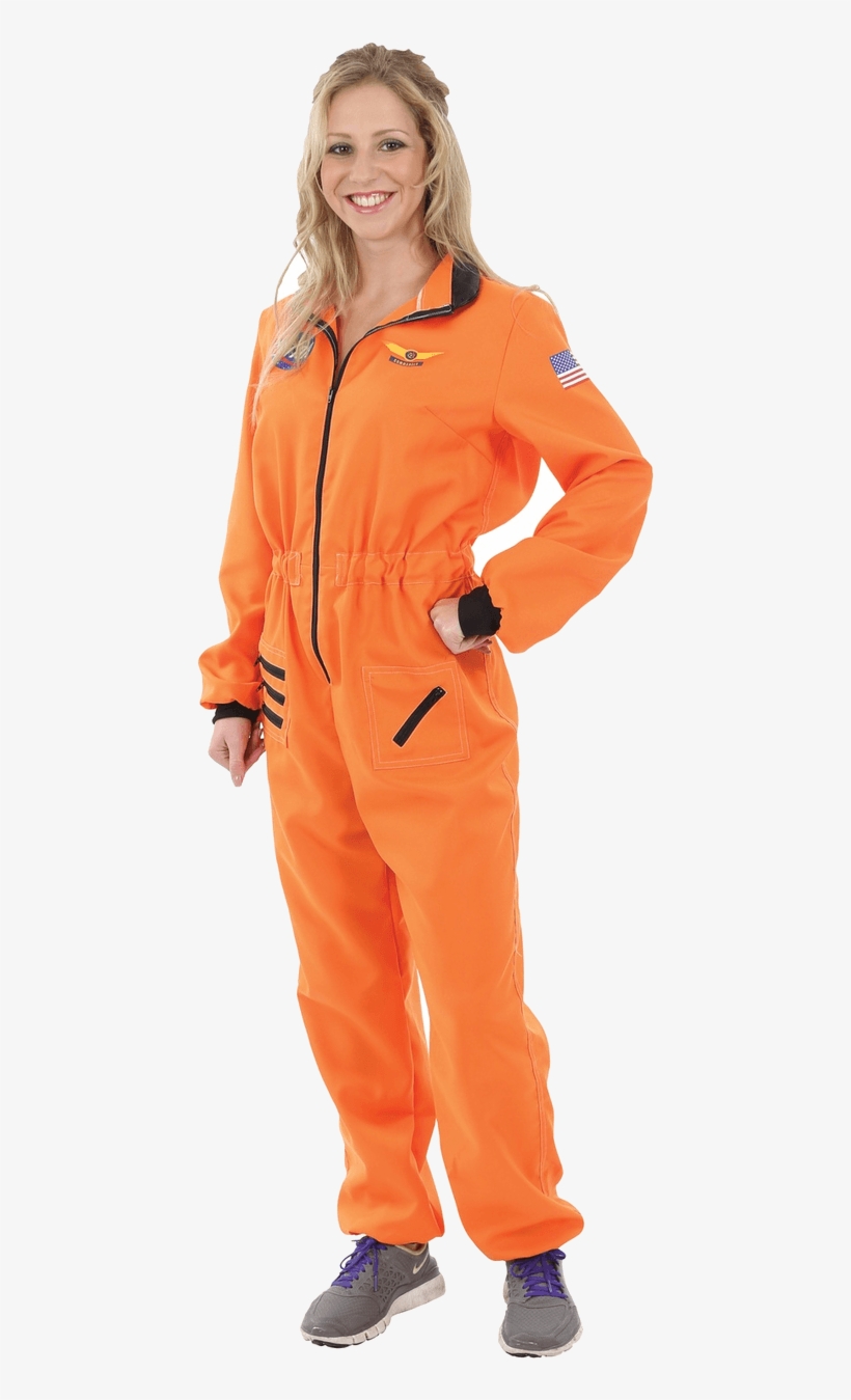 Adult Women's Orange Astronaut Costume - Womens Astronaut Costume, transparent png #9132937