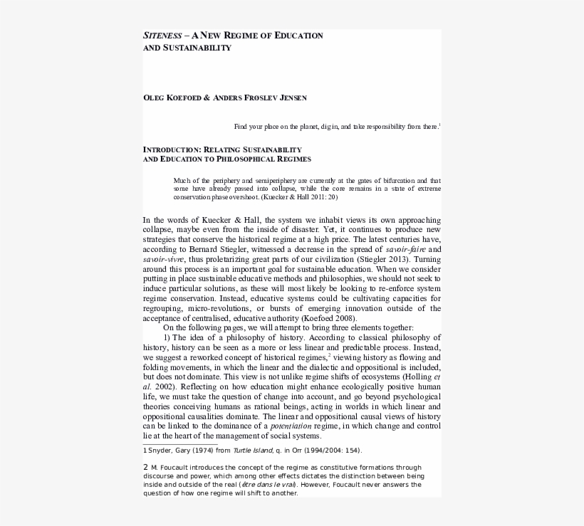Siteness A New Regime Of Education And Sustainability - Document, transparent png #9133722