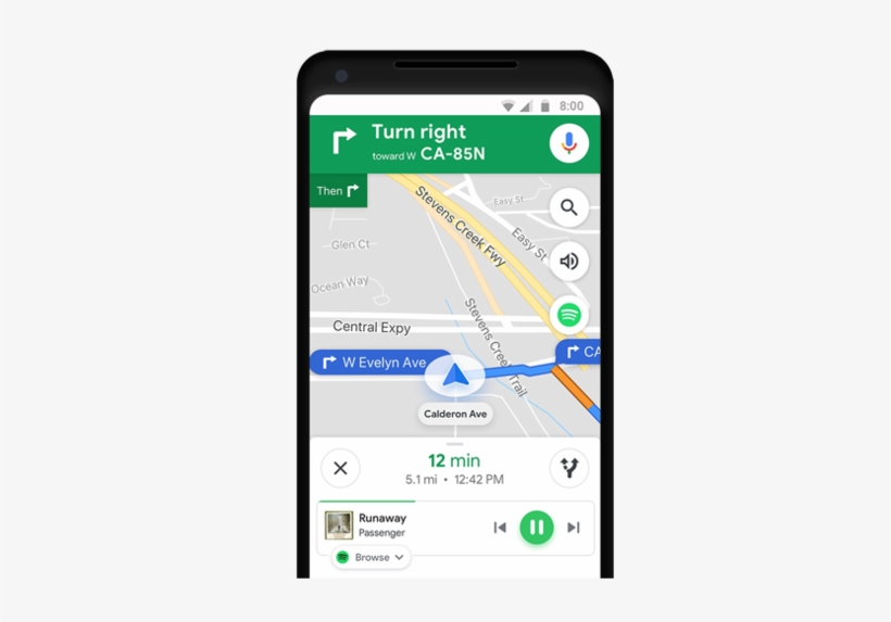 Spotify Integrates With Google Maps - Google Maps Commute Tab, transparent png #9134761