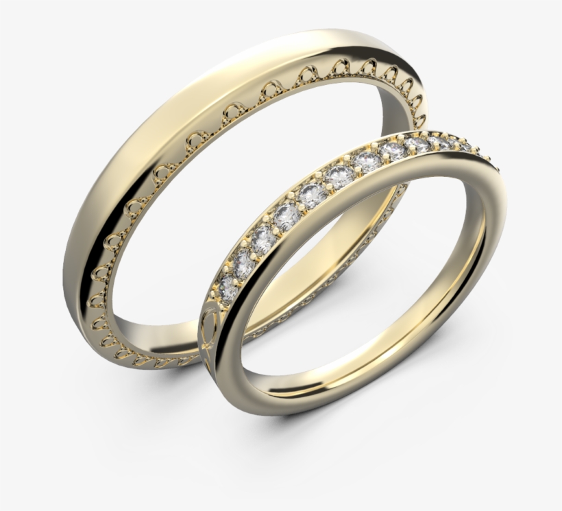 White Gold And Diamond Couple Wedding Rings - Wedding Ring, transparent png #9134878