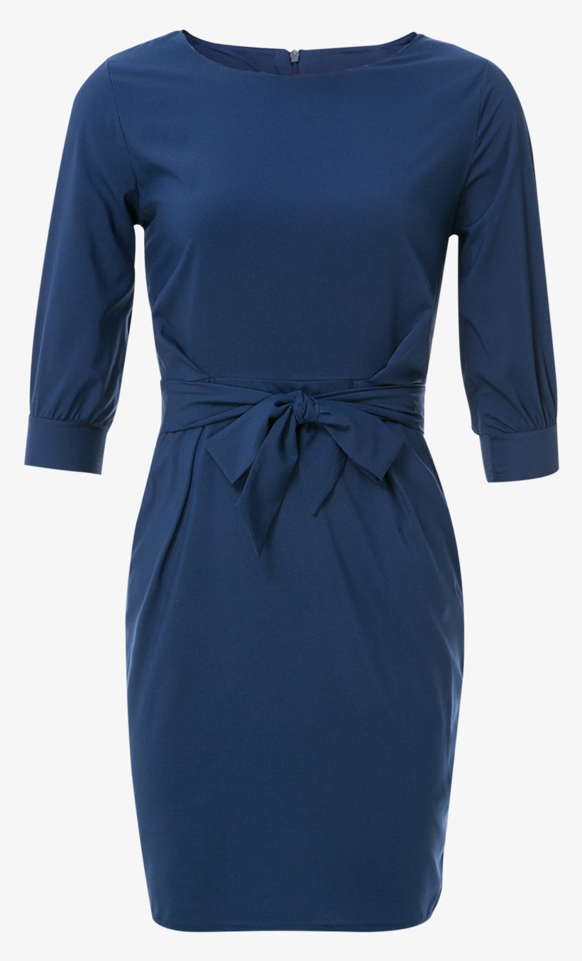 Sheath Boat Neck Dress With Belt - Little Black Dress, transparent png #9136899