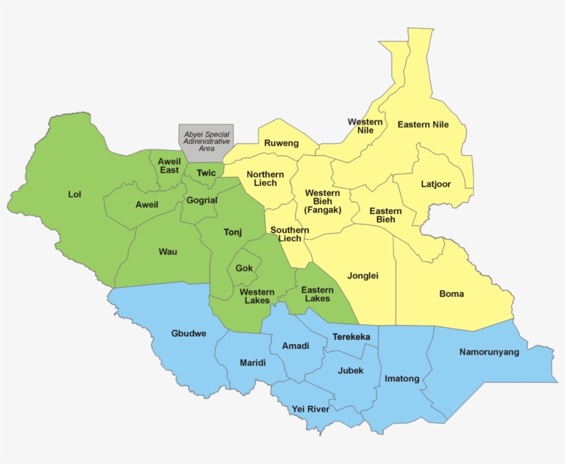 The 28 States Of South Sudan Grouped In The Three Historical, transparent png #9138598