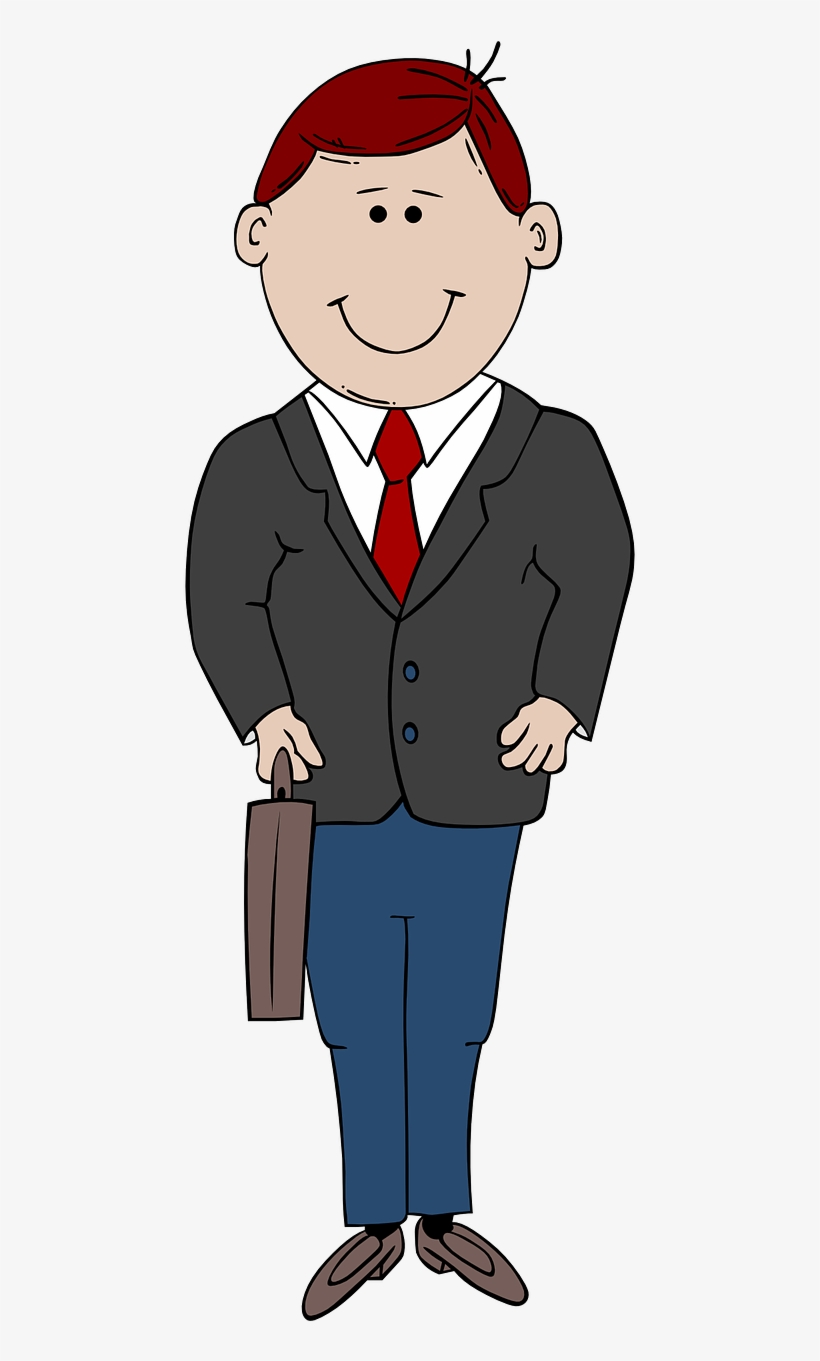 Business Man Business Person - Cartoon Man In Suit, transparent png #9138913