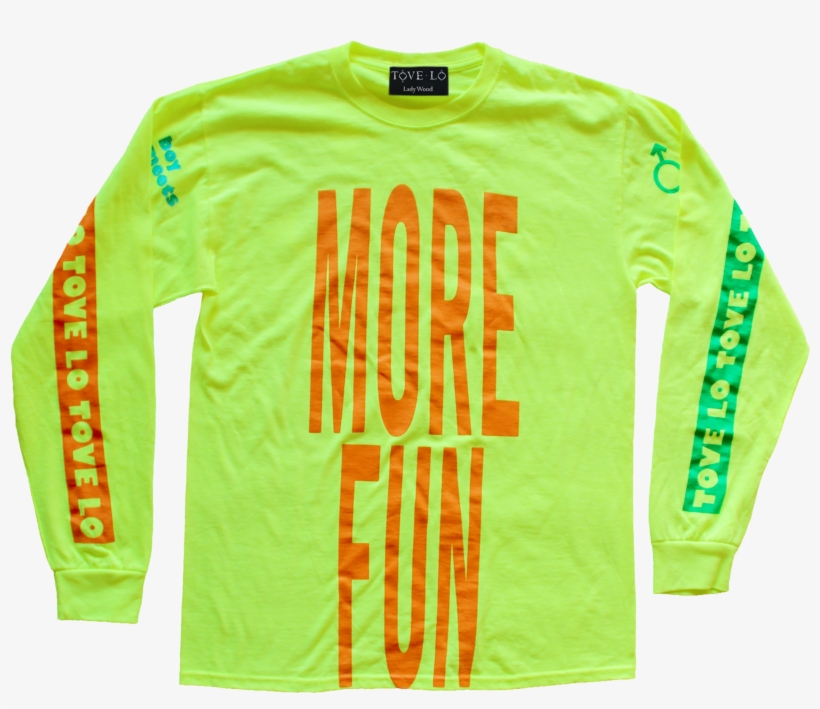 A 'more Fun' Front Logo A 'happy Face' Back Logo And - Long-sleeved T-shirt, transparent png #9141141