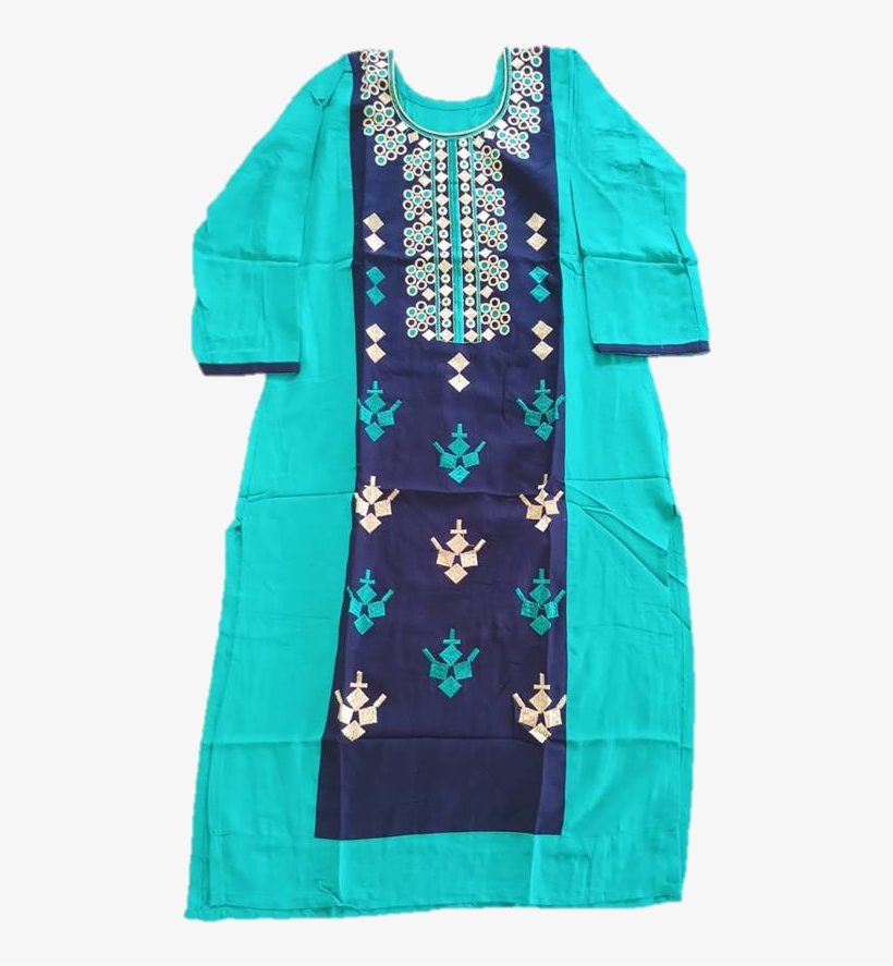 Straight Green Kurti With Embroidery, transparent png #9141900