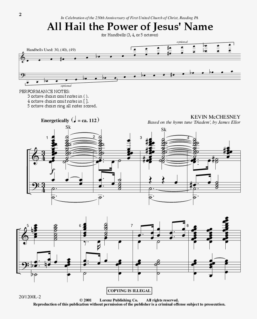 All Hail The Power Of Jesus Thumbnail - Sheet Music, transparent png #9142606