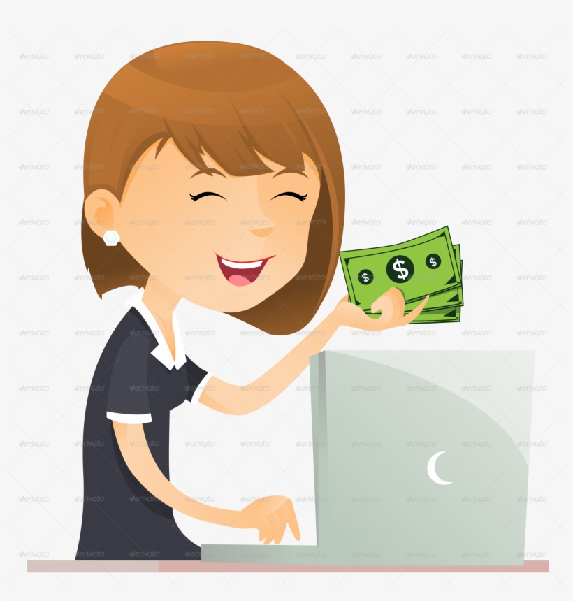 Business Woman And Computer Png Jpg File/brown Right - Cartoon, transparent png #9142695