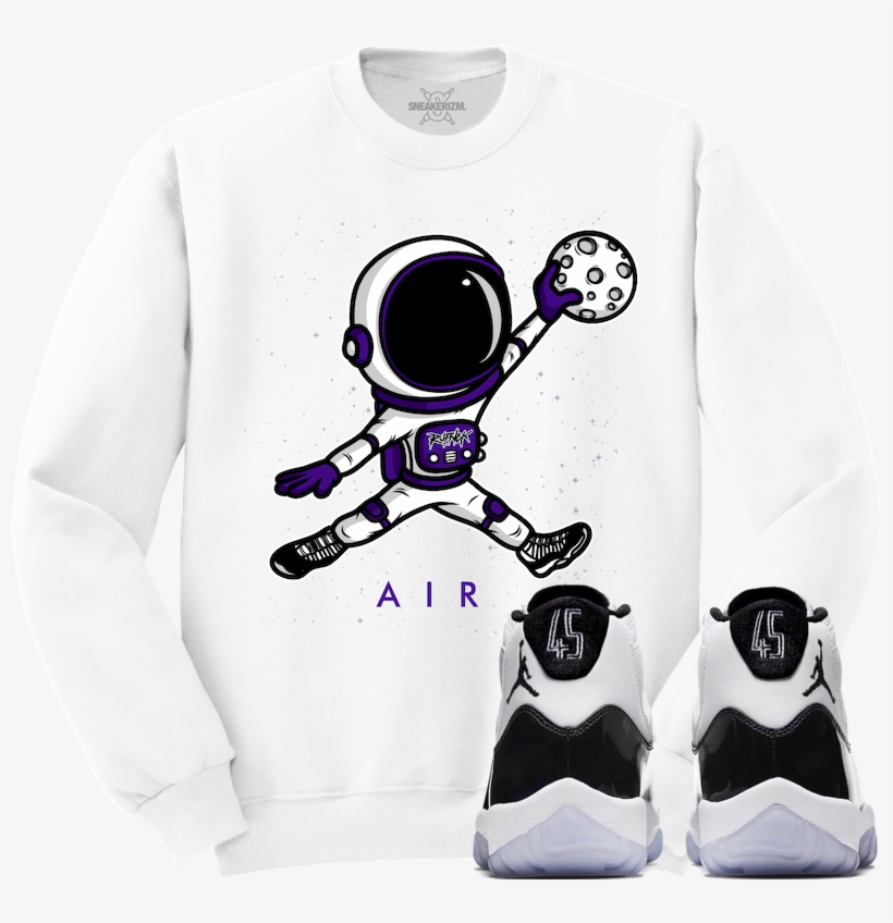 Jordan 11 Concord 45 Sneaker Crewneck Sweater - Jordan Concord 11 Shirt, transparent png #9144696
