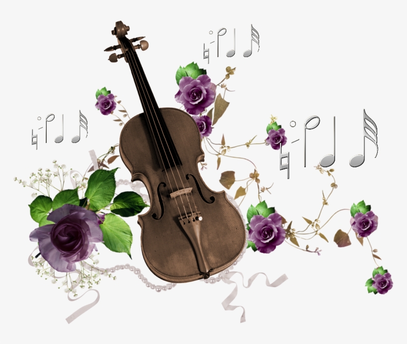 Guitar Roses Painted Purple Musical Note Instrument - Instrument De Musique Hiver, transparent png #9145384