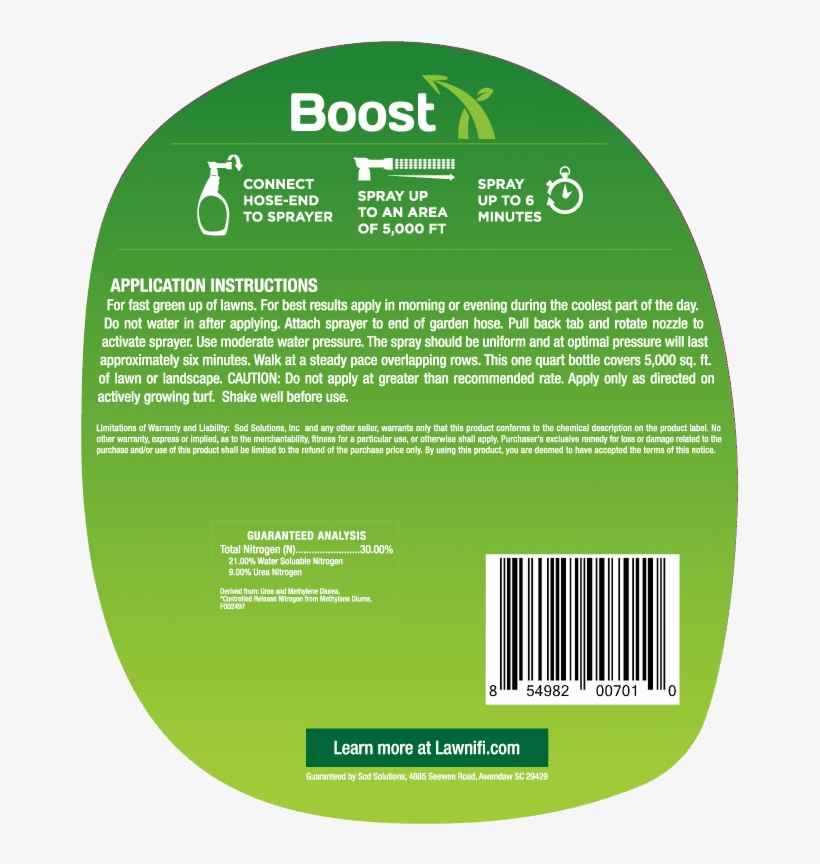 Lawnifi Boost Fertilizer - Label, transparent png #9145849