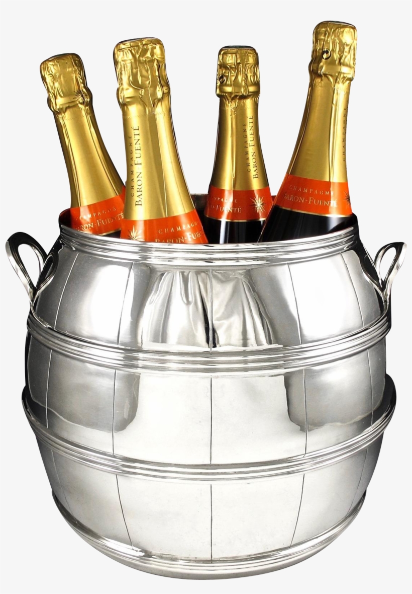 Spectacular Sterling Silver Wine Barrel Form Champagne - Beer Bottle, transparent png #9146880