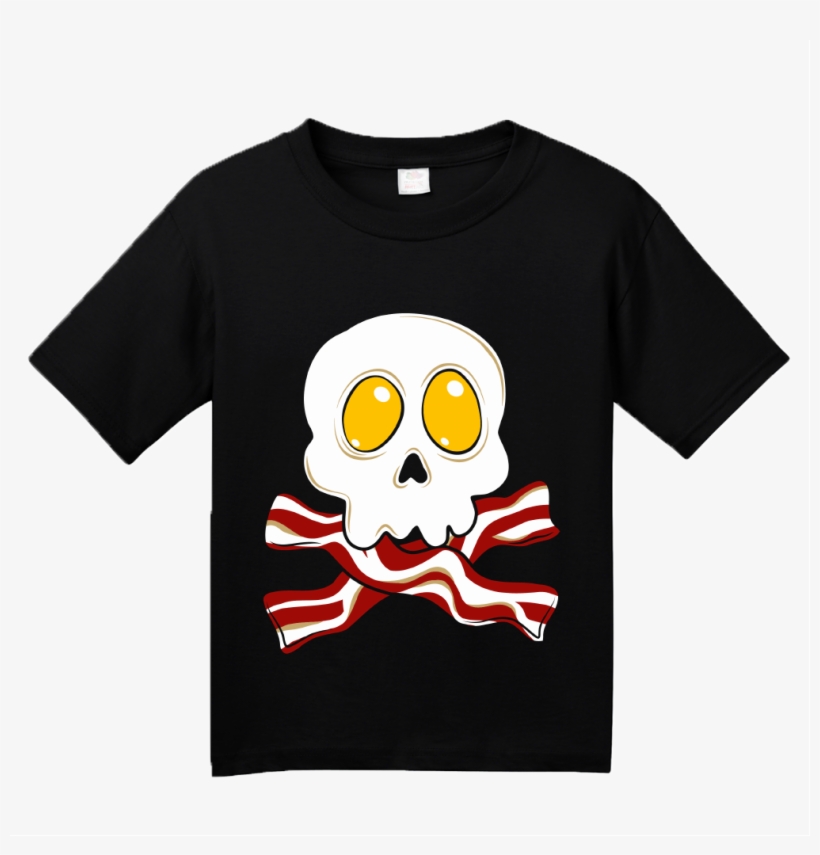 Youth Black Bacon N' Eggs Skull - Eggs Bacon Skull Crossbones, transparent png #9148631