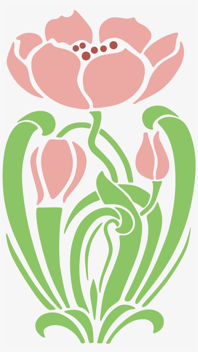 Art Nouveau Art Deco Stencil - Lotus Art Nouveau, transparent png #9149478