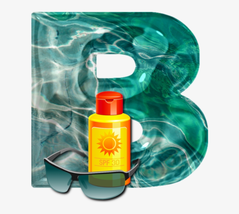 Alfabeto Com Óculos De Sol E Protetor Solar Png, Sunglasses - Cosmetics, transparent png #9151250