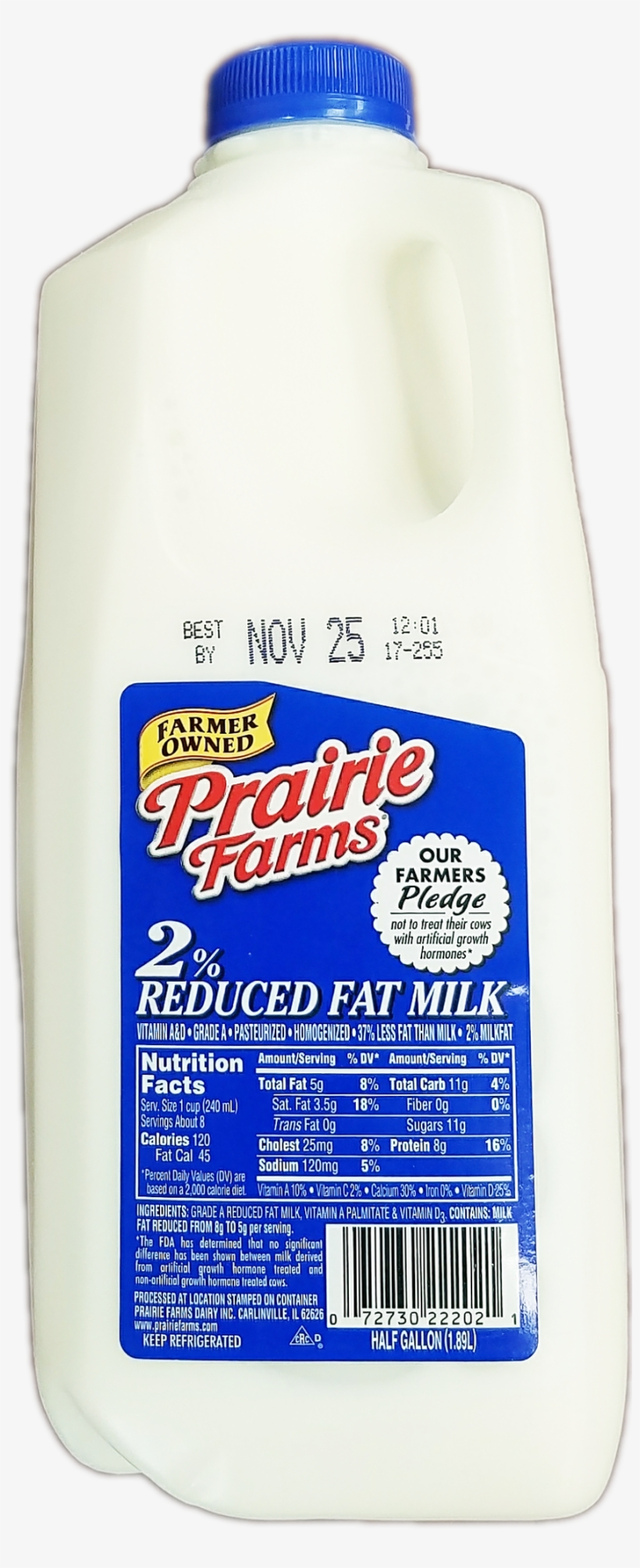 Prairie Farms 2% Milk, Half Gallon - Bottle, transparent png #9152426