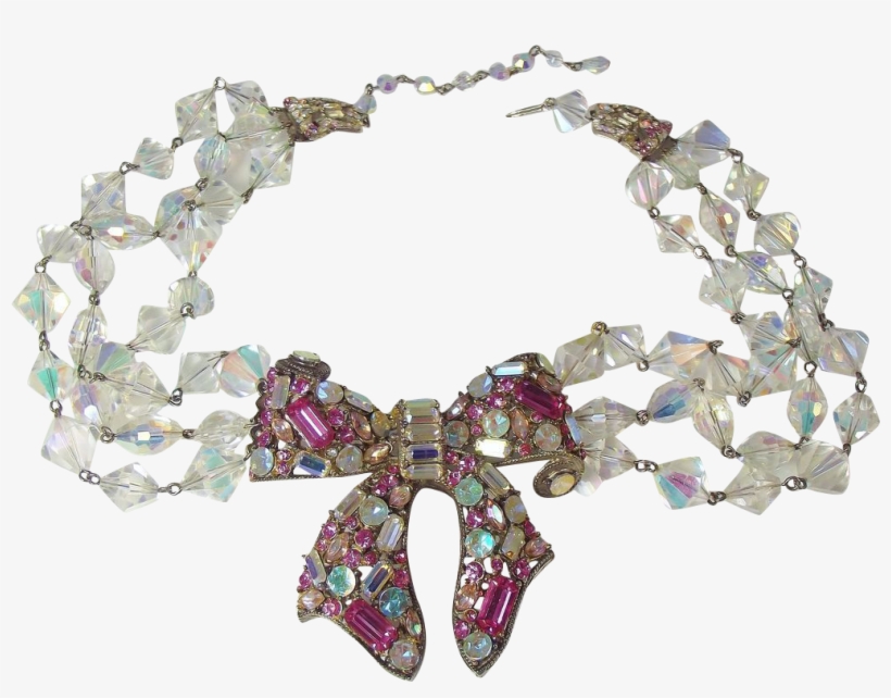 Thelma Deutsch Aurora Borealis Bow Necklace - Bracelet, transparent png #9153451