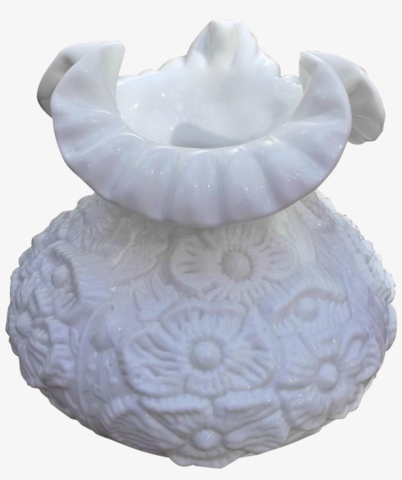 Fenton Milk Glass Poppies Student Lamp Shade Hurricane - Vase, transparent png #9153935