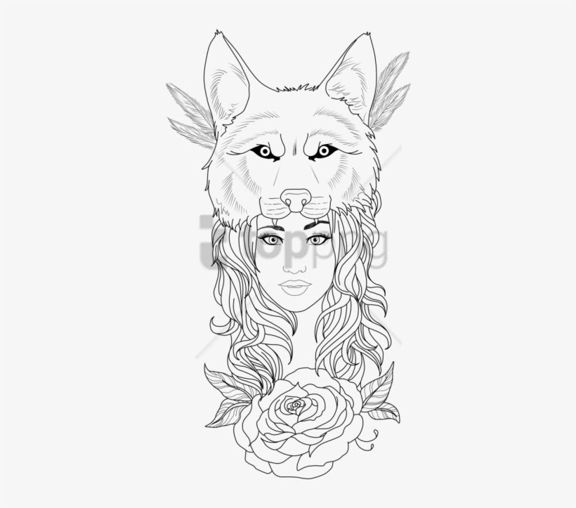 Free Png Tattoo Woman Wolf Png Image With Transparent - Wolf Head Girl Tattoo, transparent png #9154386
