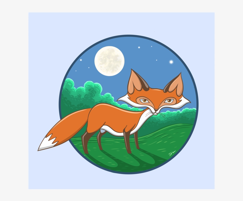 “a Fox In The Night” Vector Night Ipad Illustrator - Red Fox, transparent png #9155286
