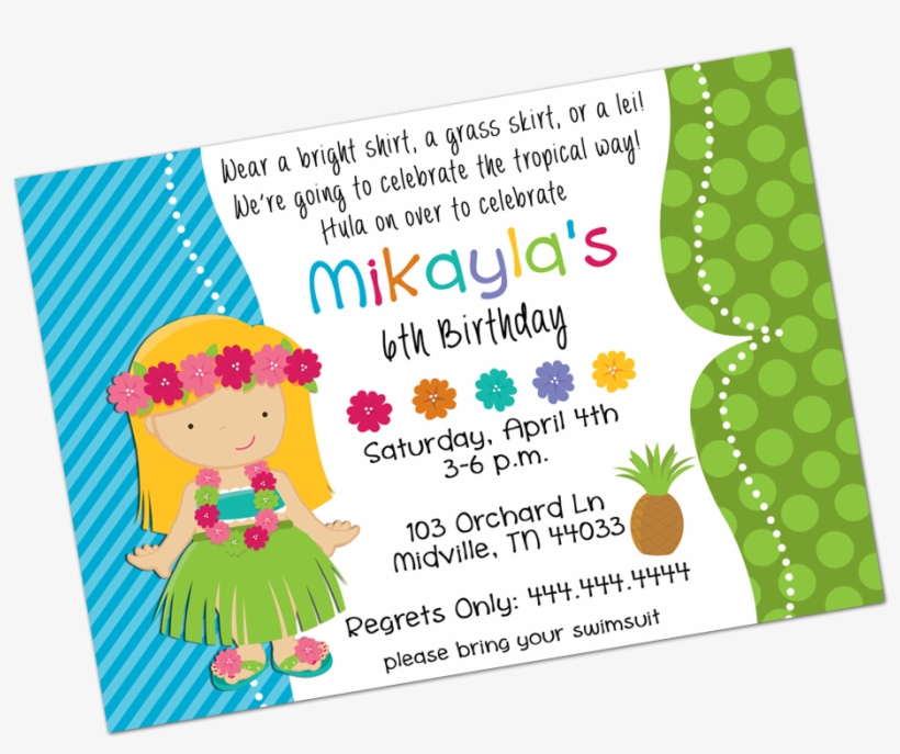 Luau Blonde Girl Digital Invitation - Illustration, transparent png #9155641