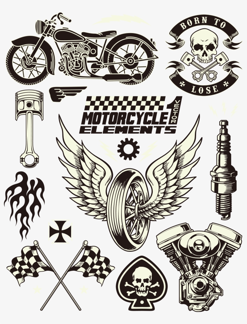 Motorcycle Symbol Clip Art Skull Wings Vector - Indian Motorcycle Clip Art, transparent png #9155883
