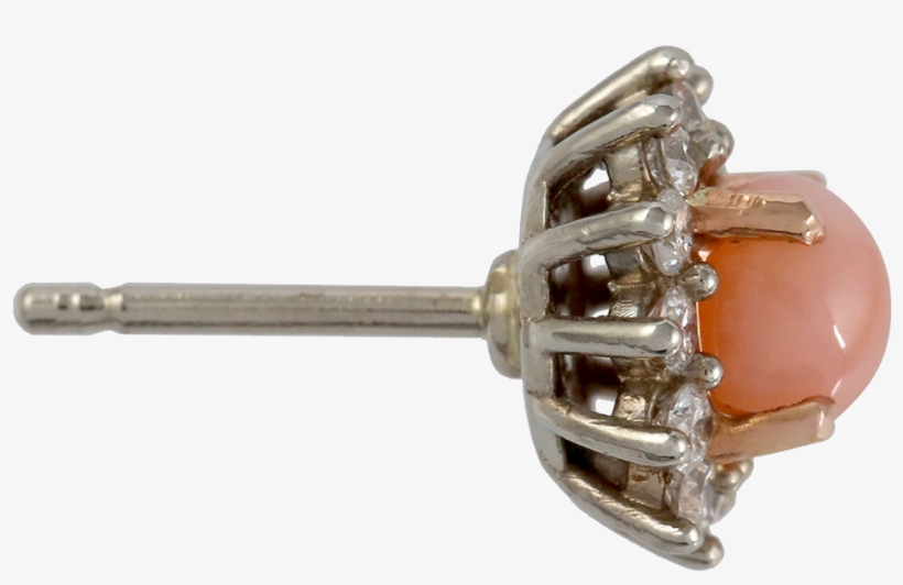 Conch Pearl Diamond Halo Stud Earrings - Body Jewelry, transparent png #9155884