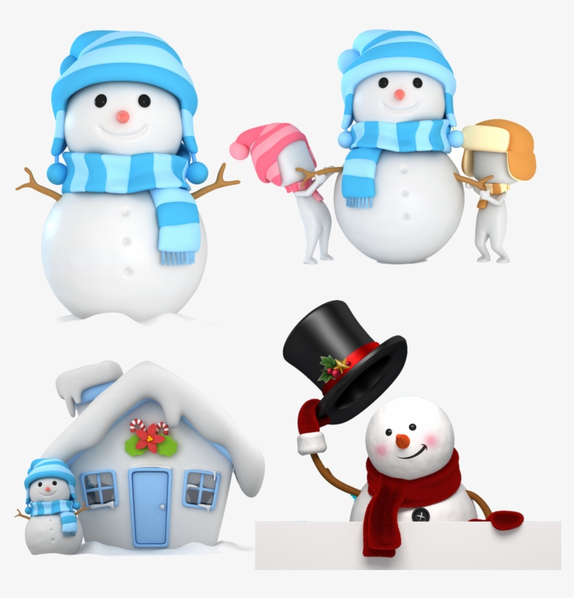 Snowman Wearing And Illustration Hat Cartoon Scarf - Snowman With Blue Scarf, transparent png #9157964