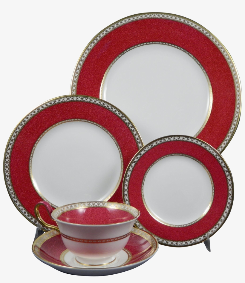 Wedgwood Ulander Ruby W1813 Complete 5 Pc Place Setting - Ceramic, transparent png #9160440