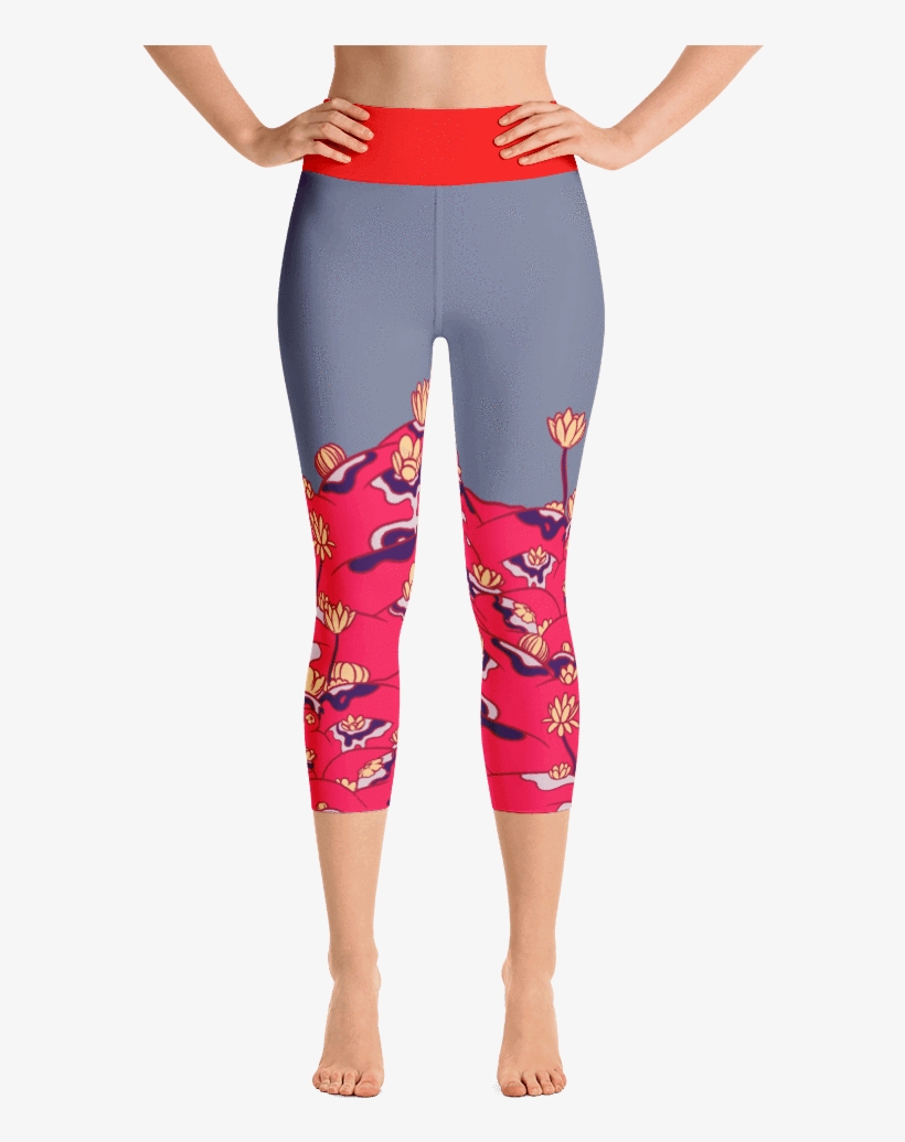 Flower Field Yoga Capris - Yoga Pants, transparent png #9161230