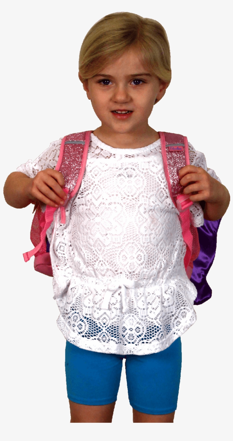 Clip Art Girl Wearing Backpack - Girl, transparent png #9161367