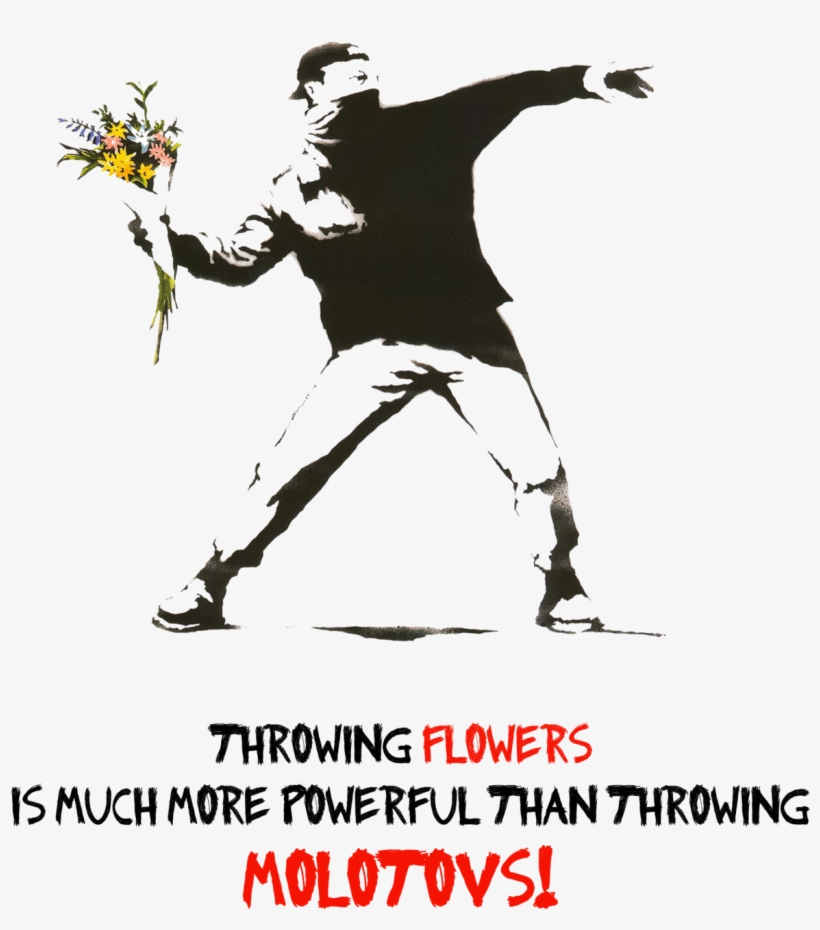 Powerful Than Molotov Throwing Flowers Is Much More - Banksy Flower Thrower, transparent png #9165840