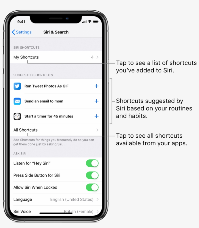 Suggested Shortcuts In Settings - Set, transparent png #9166694