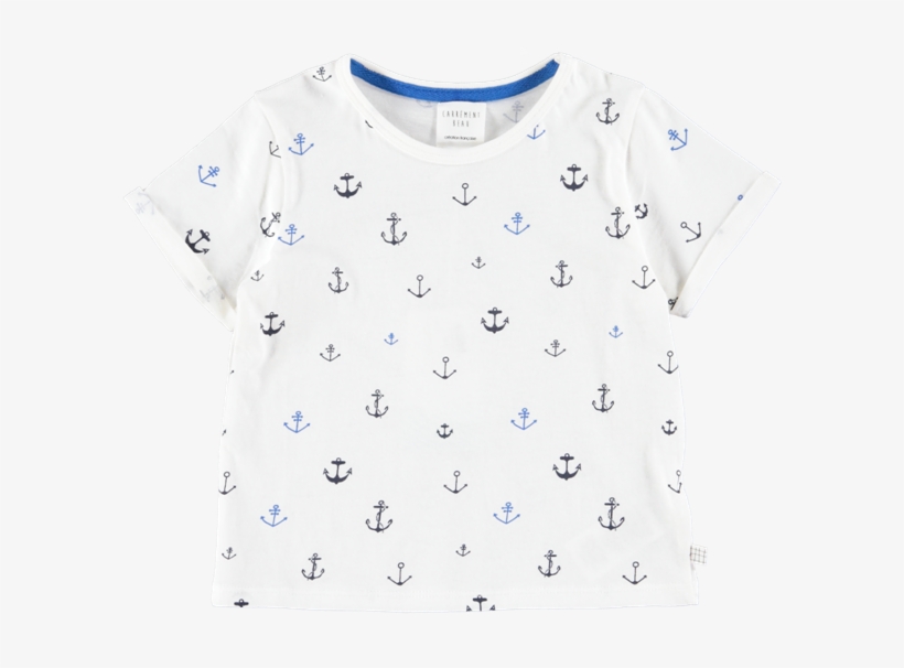 Picture Of Anchor Print T-shirt Ivory - Number, transparent png #9166884